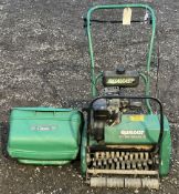 Qualcast Classic Petrol 43s petrol cylinder lawnmower with scarifier attachment - THIS LOT IS TO BE