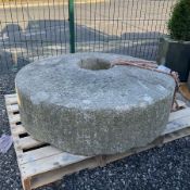 Large 19th century thick stone circular mill wheel