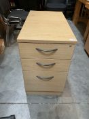 Light oak three drawer office pedestal - THIS LOT IS TO BE COLLECTED BY APPOINTMENT FROM DUGGLEBY ST