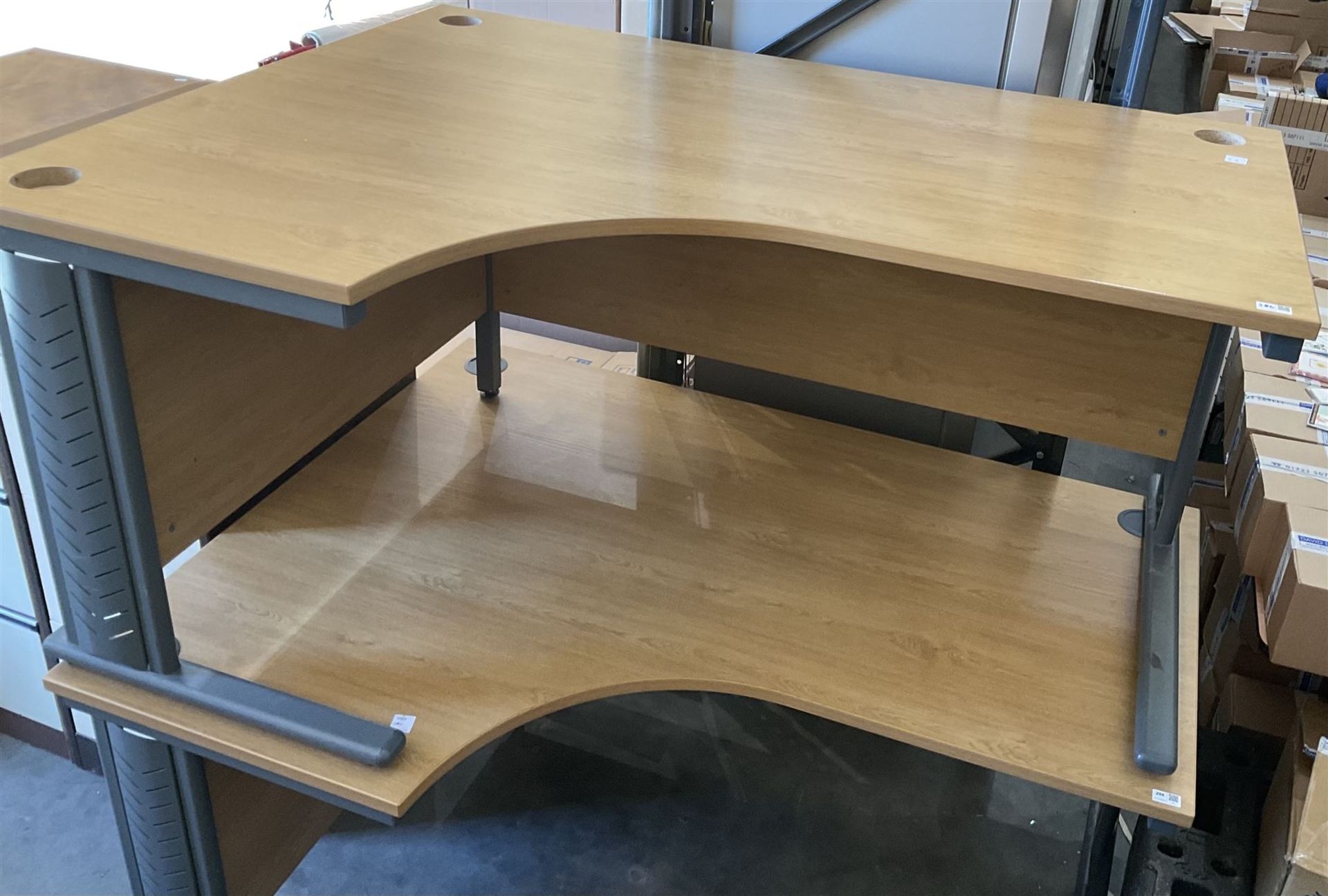 Two light oak and grey metal left hand office desks (2) - THIS LOT IS TO BE COLLECTED BY APPOINTMENT - Image 2 of 2