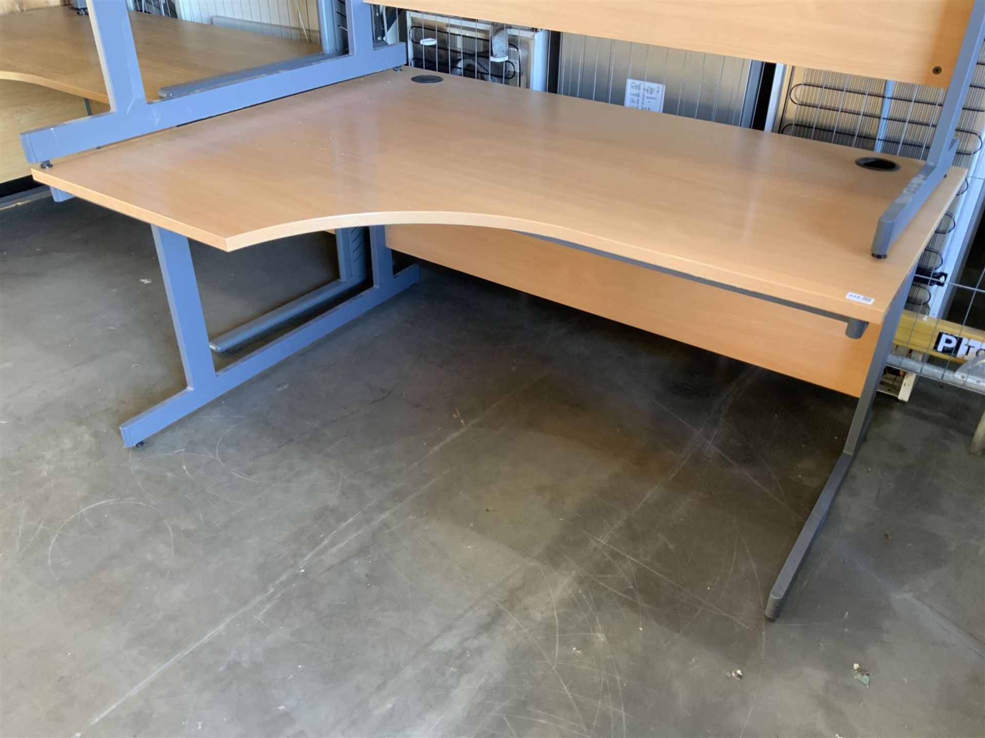 Two beech wood effect left hand return office desks - THIS LOT IS TO BE COLLECTED BY APPOINTMENT FR - Image 2 of 2