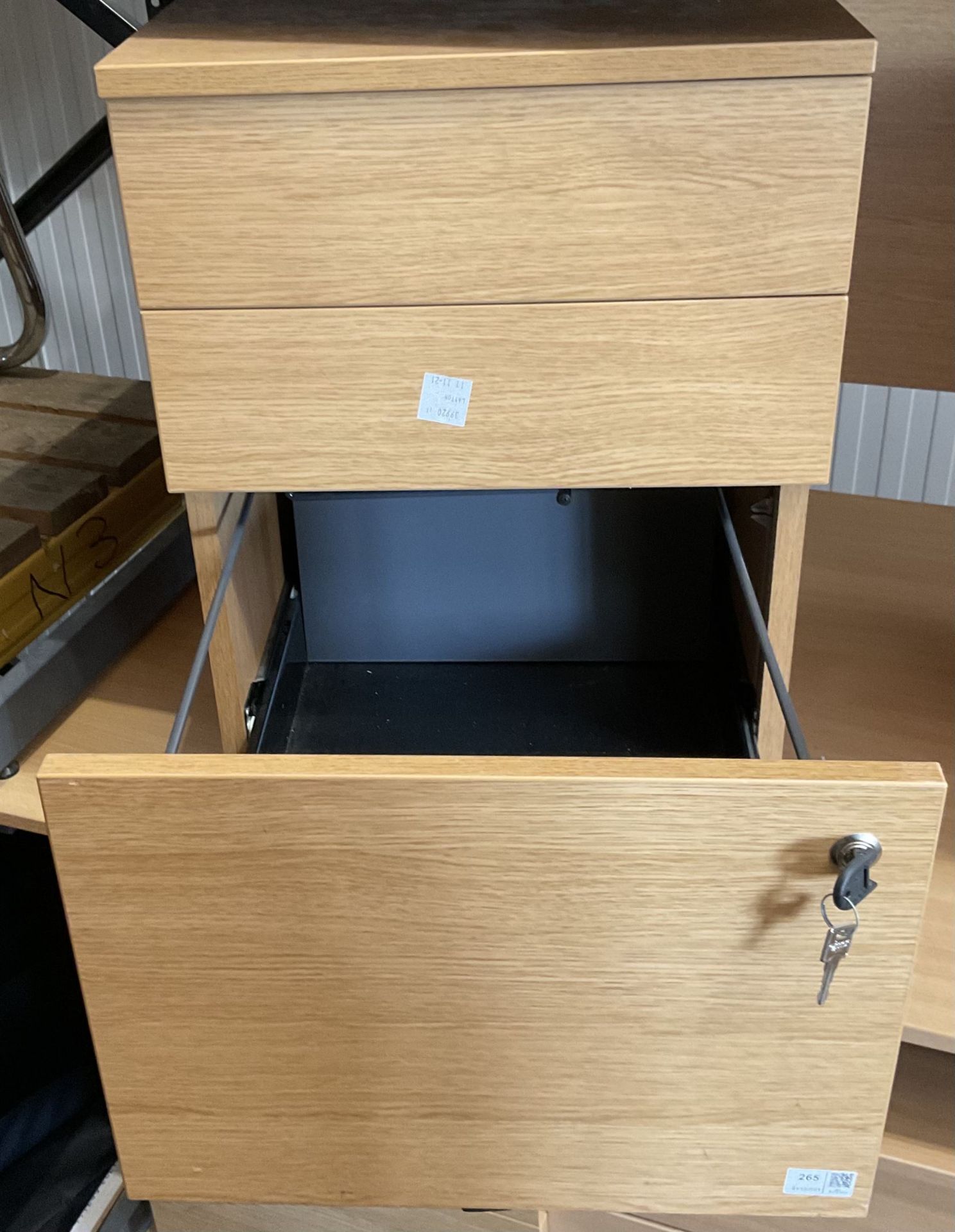 Two light oak filing pedestals - THIS LOT IS TO BE COLLECTED BY APPOINTMENT FROM DUGGLEBY STORAGE