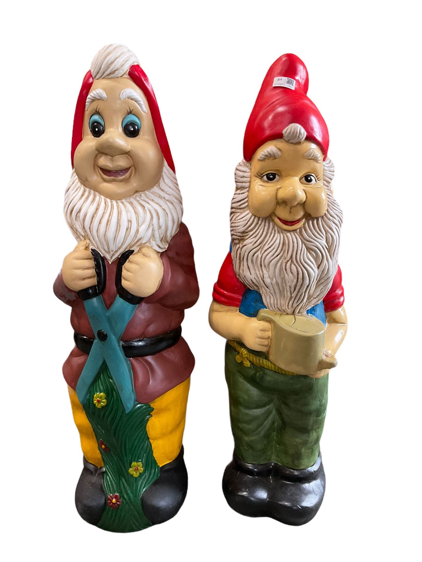 Two Linfoot garden gnomes