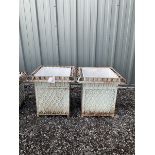 Pair square metalwork lattice planters with liners - THIS LOT IS TO BE COLLECTED BY APPOINTMENT FROM