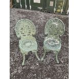 A pair of green painted aluminium garden chairs - THIS LOT IS TO BE COLLECTED BY APPOINTMENT FROM DU