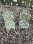 A pair of green painted aluminium garden chairs - THIS LOT IS TO BE COLLECTED BY APPOINTMENT FROM DU