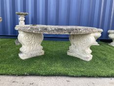 Composite stone curved garden seat - THIS LOT IS TO BE COLLECTED BY APPOINTMENT FROM DUGGLEBY STORAG