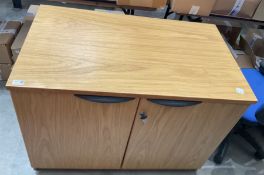 Light oak effect double door office cupboard - THIS LOT IS TO BE COLLECTED BY APPOINTMENT FROM DUGG
