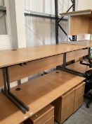 Two light beech rectangular office desks - THIS LOT IS TO BE COLLECTED BY APPOINTMENT FROM DUGGLEBY