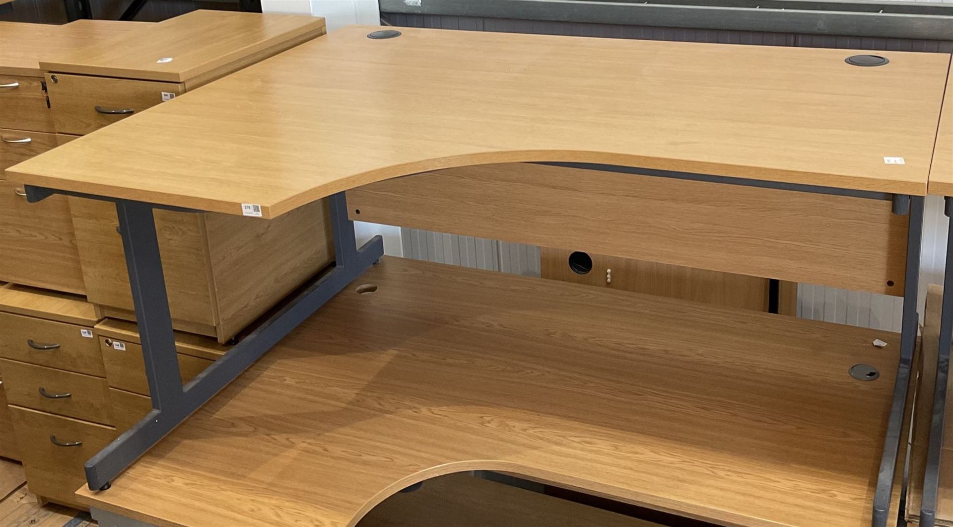 Two light oak L shaped office desks - Image 2 of 3