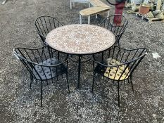 Circular metal framed garden table with mosaique top