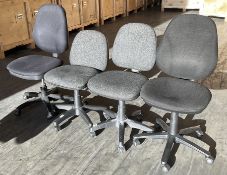 Pair executive swivel desk chairs and three desk chairs (5) - THIS LOT IS TO BE COLLECTED BY APPOINT