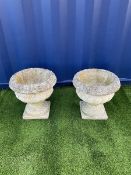 Pair of small sandstone garden urns - THIS LOT IS TO BE COLLECTED BY APPOINTMENT FROM DUGGLEBY STORA