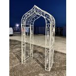 Cream finish wrought metal garden arbour - THIS LOT IS TO BE COLLECTED BY APPOINTMENT FROM DUGGLEBY