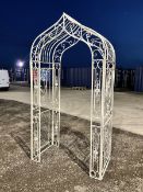 Cream finish wrought metal garden arbour - THIS LOT IS TO BE COLLECTED BY APPOINTMENT FROM DUGGLEBY