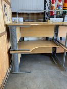 Two light oak office left hand L shaped office desks - THIS LOT IS TO BE COLLECTED BY APPOINTMENT FR