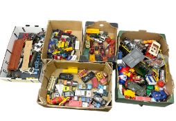 Quantity of unboxed and playworn die-cast models to include Corgi and Matchbox etc in five boxes