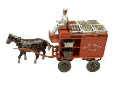 Lesney Toys - early large scale Horse-drawn Milk Float 'Pasteurised Milk' in orange with white crate