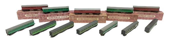 Graham Farish '00' gauge - three BR red Suburban coaches