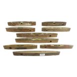 Nine well used brass topped boat levels G