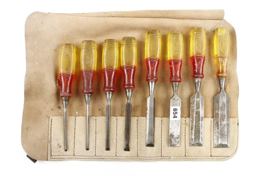 A set of 8 bevel edge chisels by MARPLES with composite handles G+