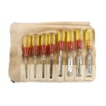 A set of 8 bevel edge chisels by MARPLES with composite handles G+
