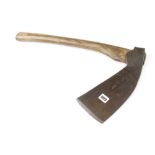 A rare Lincolnshire pattern wheelwright's side axe by GREAVES, some old worm to handle G