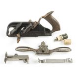 A STANLEY No 78 rebate a No 28 cornering tool, a No 93 gauge and a PRESTON shave G