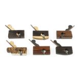 Six recent miniature planes in various exotic woods 2 1/8" long G+