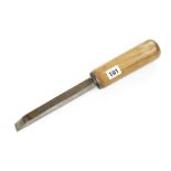 A fine 1" mortice chisel with lignum handle 15" o/a G++