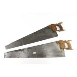 A 3 TPI rip saw and a 5 TPI hand saw both by R GROVES & Sons Sheffield G+