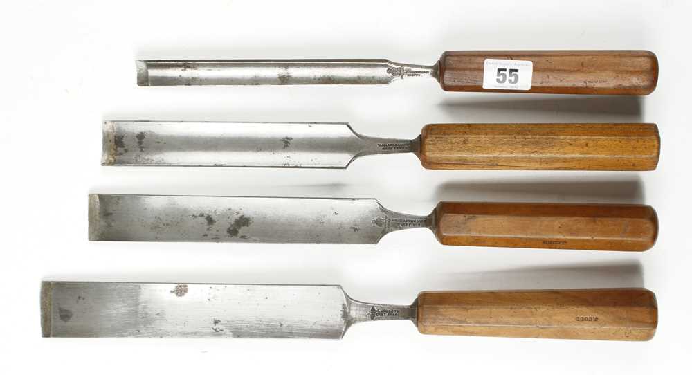 A graduated set of 4 patternmaker's gouges G+