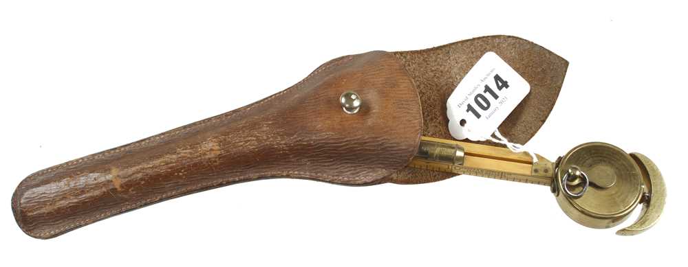 A little used boxwood and brass horse measure by COOPER W. JONES Pat 12368 with level in orig case - Image 3 of 3
