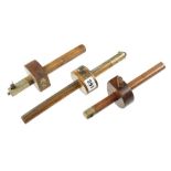 A brass faced boxwood slitting gauge and two others G+