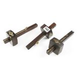 Three named rosewood and brass mortice gauges G++