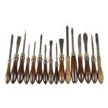 A set of 40 ornamental turning tools at least half by HOLTZAPFFEL mostly with rosewood handles G+