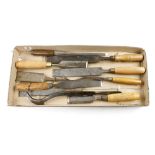 Two mortice lock chisels and six other chisels G+