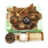 Various large bobbins and treen items G