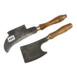 A small SORBY No 3 billhook and a small chopper G++