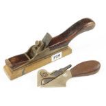 A patternmakers plane with one sole and cutter and a brass side rebate plane G+