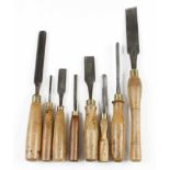 Eight chisels, gouges etc