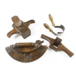 A coopers croze, plucker shave and a round drawknife G+
