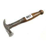 An unusual 17/18c strapped hammer with orig short handle G
