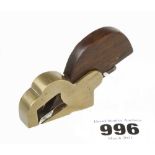 A miniature brass bullnose plane 1 3/4" x 1/2" with rosewood wedge G++