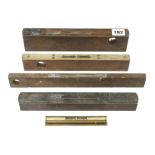 A 10" rosewood sighting level and four other levels G+