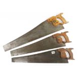 Two SPEAR & JACKSON handsaws 5 and 12 TPI and a DISSTON D8 saw 8TPI G+