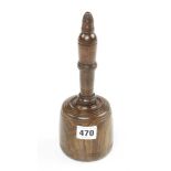 A carving mallet in well figured lignum vitae with mahogany handle G+