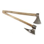 An early French felling axe and a side axe both with maker's marks G