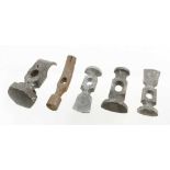 Four hammer head templates in lead or pewter? plus VAT