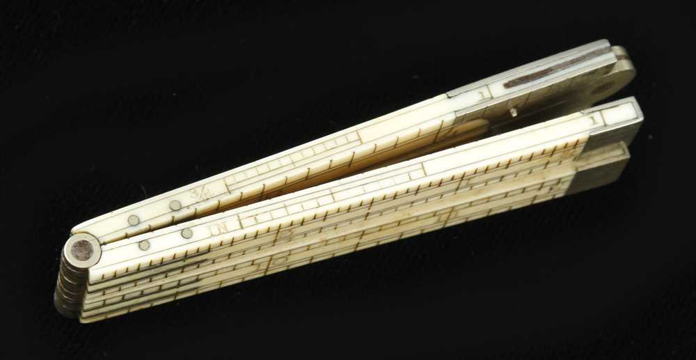 A little used 12" four fold ivory and German Silver rule by RABONE and a 6" parallel rule G++ - Image 3 of 3